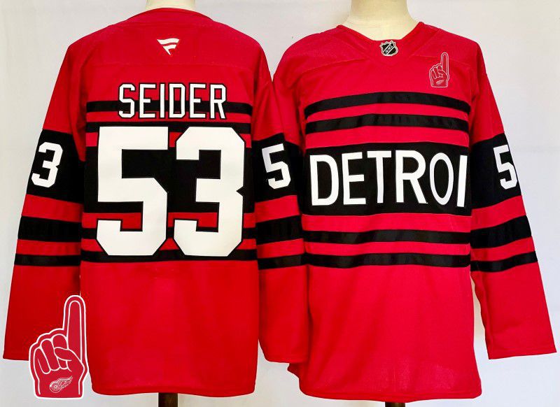 Men Detroit Red Wings #53 Seider Red Fanatics 2025 NHL Jersey style 9